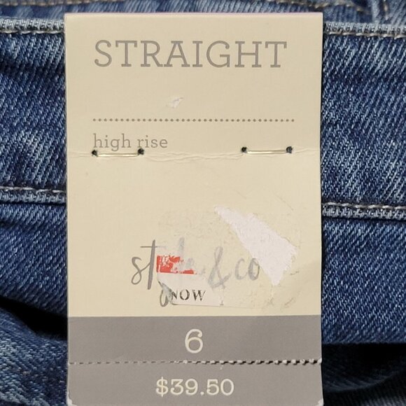 Style Co Straight Ankle Mom Jeans Womens Size 6 High Rise Shadow Wash Denim Pant - Picture 6 of 7